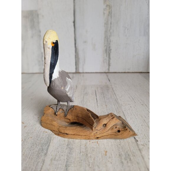 Whitten pelican wooden bird home decor vintage unique nature - Picture 1 of 7